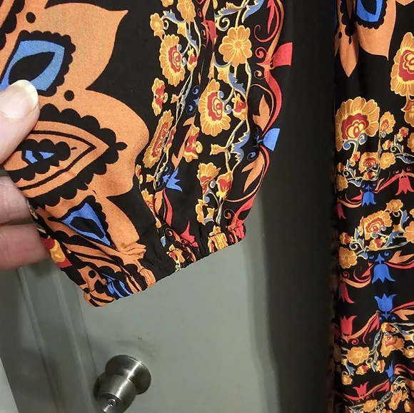 NWOT Southwestern Boho Floral Wrap Dress - Picture 5 of 8